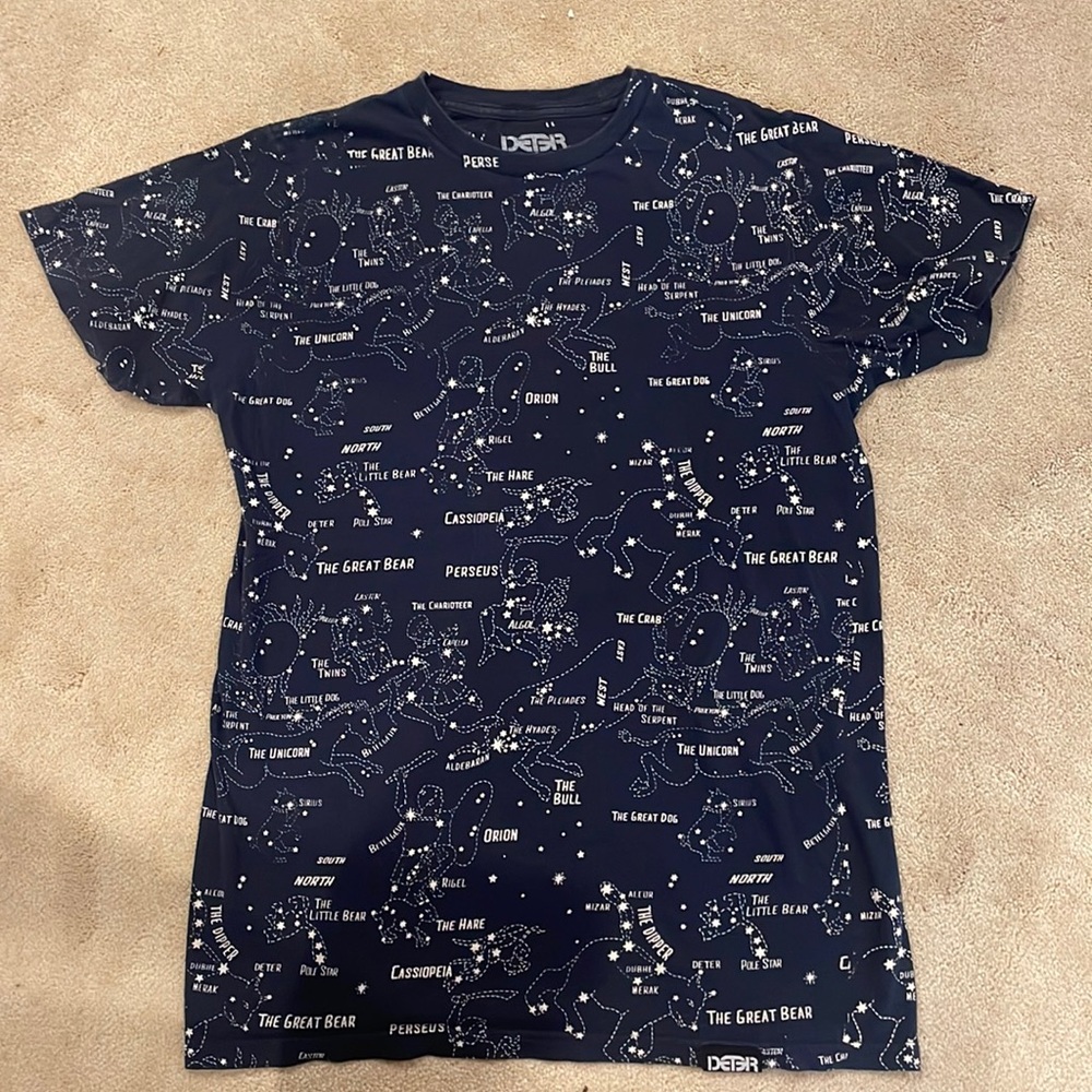 Graphic unique Constellation astrology mythology  tshirt navy night sky